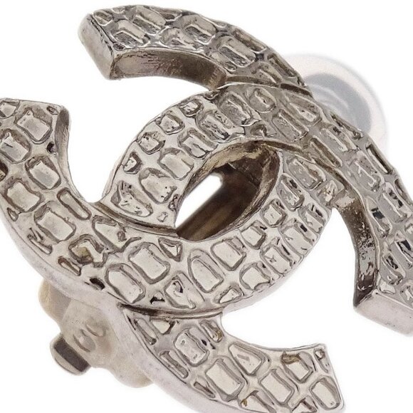 Chanel Silver CC Earrings Clip-On 00A 144850 - Picture 2 of 4
